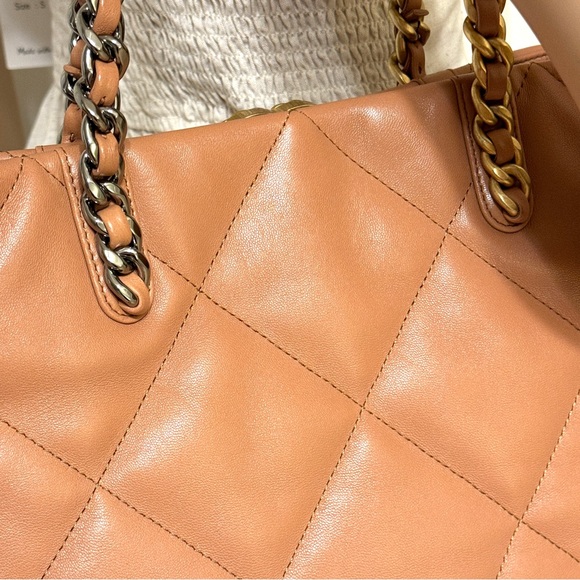 CHANEL Lambskin Quilted Leather Shopping Bag in Light Caramel Brown - Picture 8 of 16